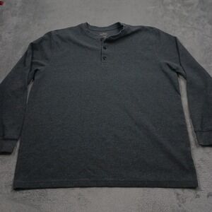LL Bean Shirt Mens XXLT Gray Henley Outdoor Casual Long Sleeve